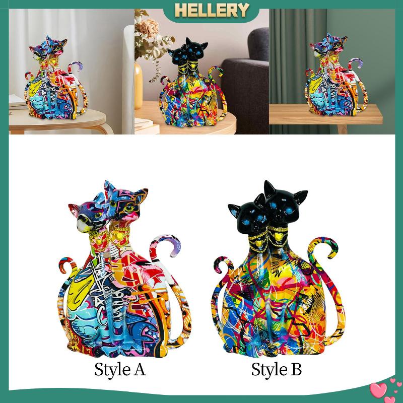 Tượng Điêu Khắc Hình Cặp Đôi Mèo Bằng Nhựa Resin Trang Trí Tủ Đám Cưới