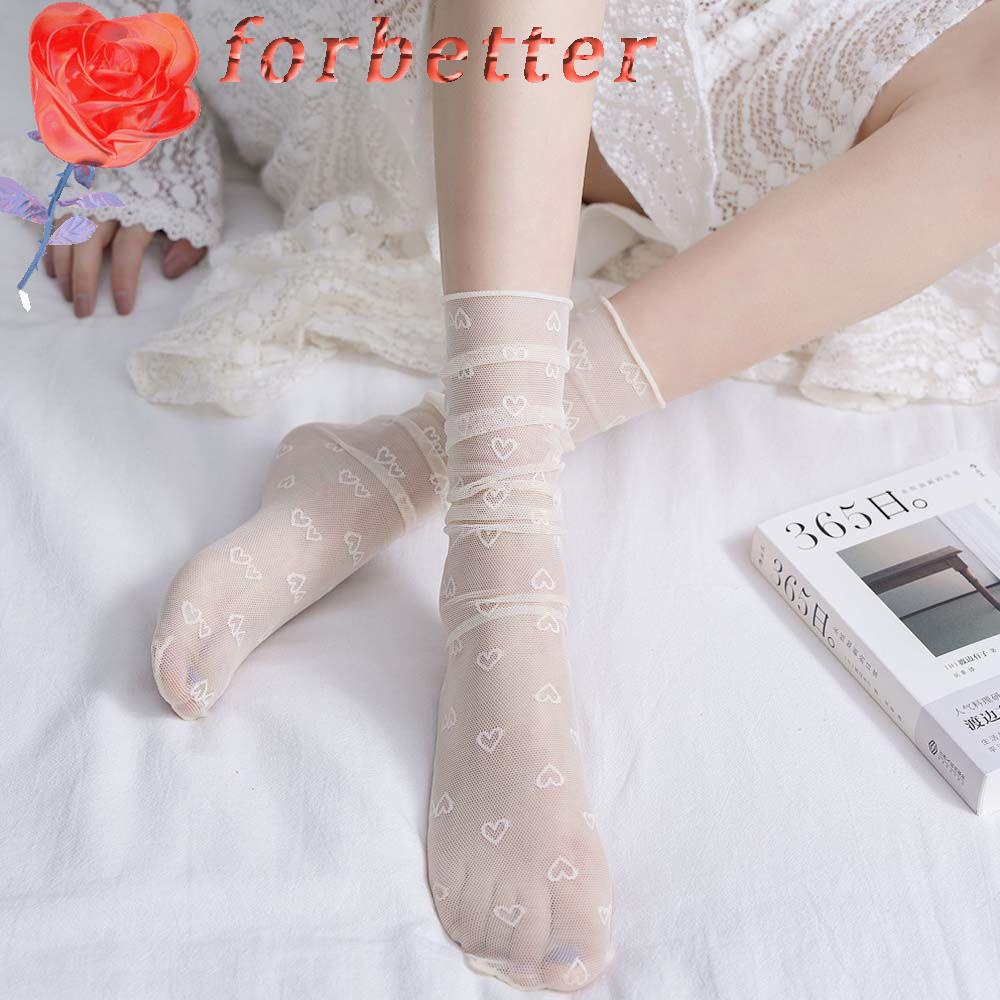 FORBETTER Tất LướI HọA TiếT TráI Tim ThờI Trang