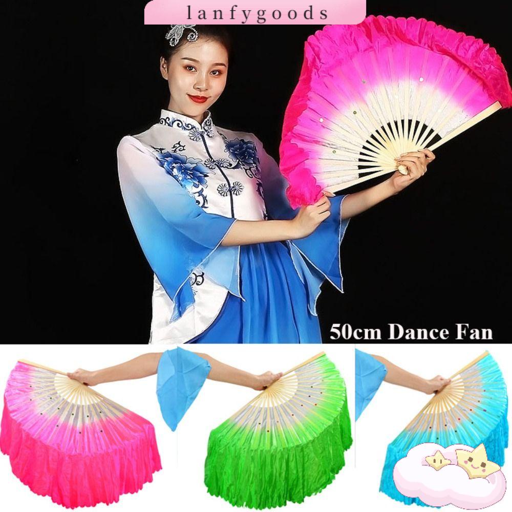 Quạt Múa Bụng Bằng Lụa Màu Sắc Tuyến Tính