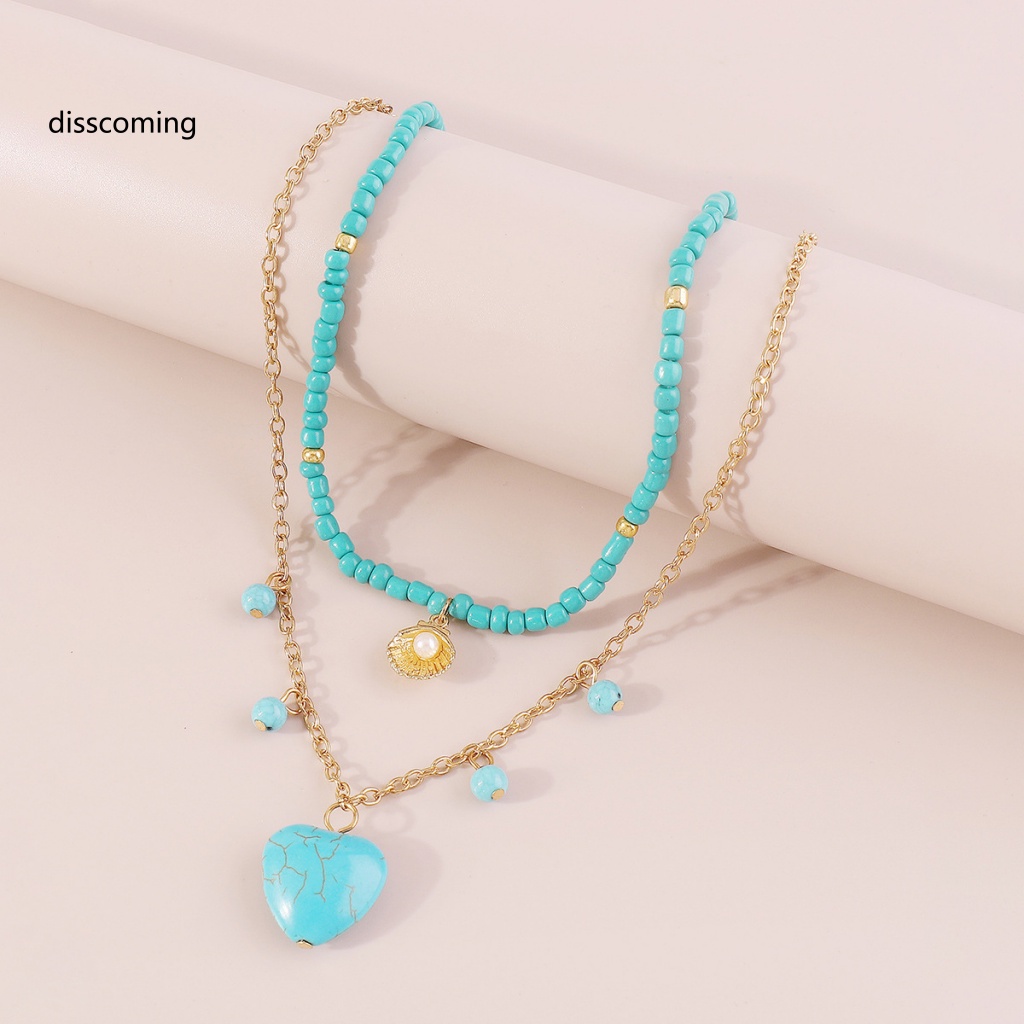 Băng Đô SL SL SL SL SL| Vòng Cổ Choker Nhiều Lớp Đính Đá Ngọc Lam Phong Cách Mùa Hè