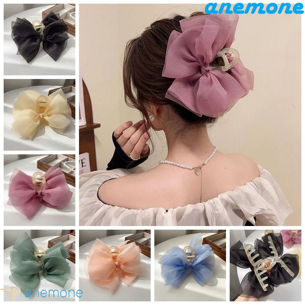 Kẹp Tóc Lưới Màu Trơn Hình Cá Mập Bằng Vải Tuyn Thời Trang Mùa Hè