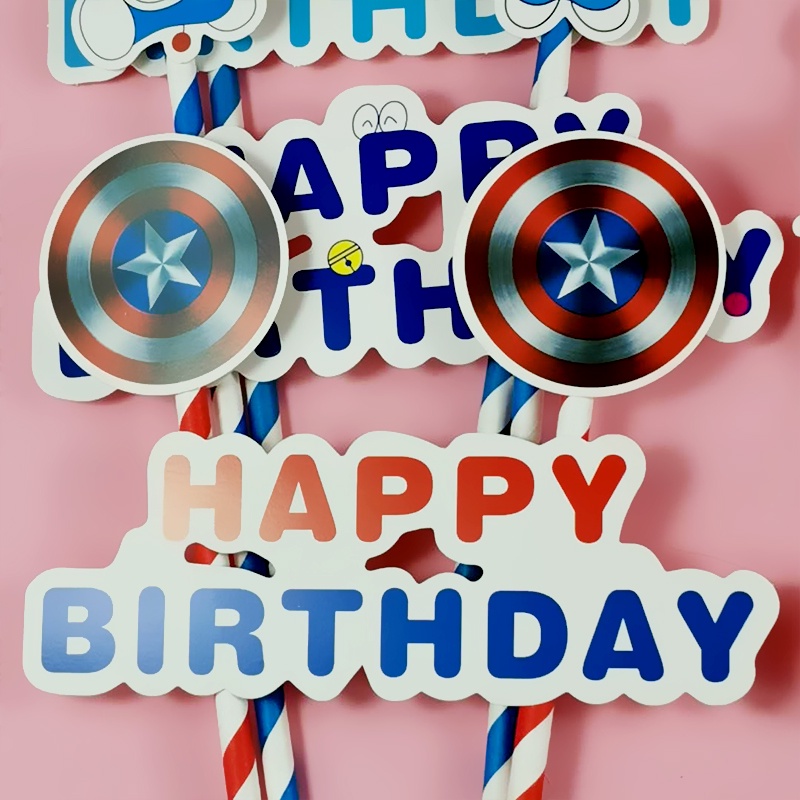 Thẻ In Hình Hoạt Hình Trang Trí Bánh Kem Sinh Nhật Cho Bé