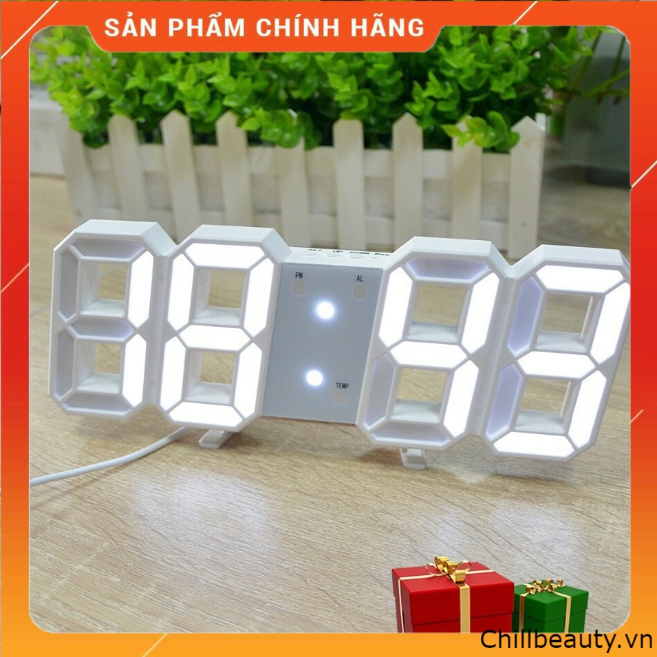 Đồng Hồ Điện Tử LED 3D Để Bàn, Treo Tường Cao Cấp - Báo Thức & Đo Nhiệt Độ [BH 1 đổi 1]