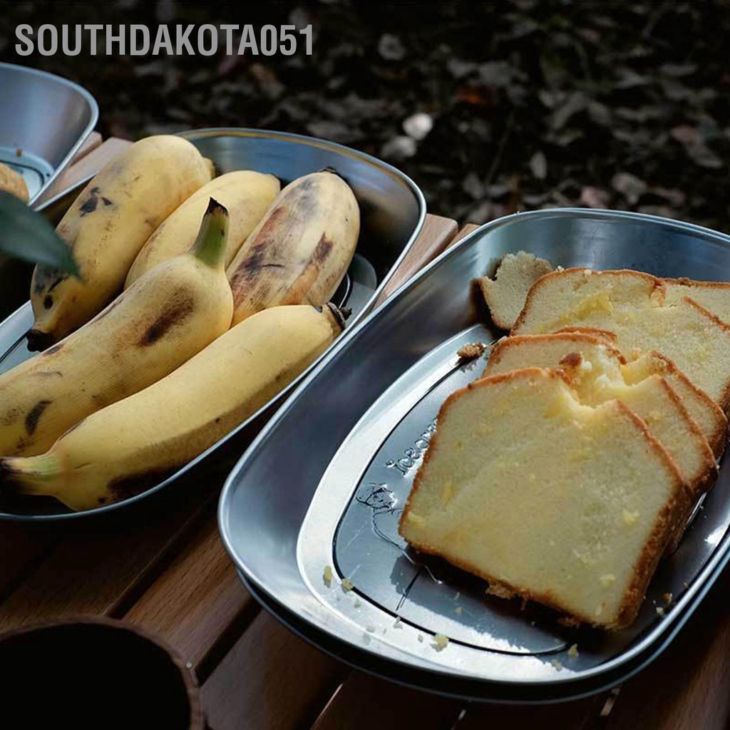 Southdakota051 Khay Đựng Hoa Quả Phong Cách Retro Thực Phẩm Thép Không Gỉ Công Suất Lớn Sâu Hơn Cỡ Nòng Tròn Các Góc Di Động Cắm Trại Bộ Đồ Ăn