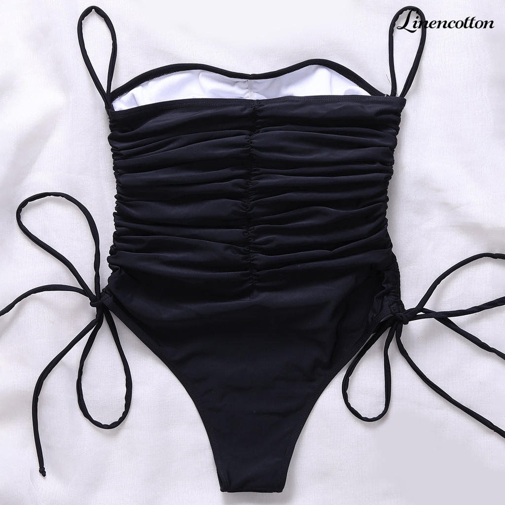 Đồ Bơi Một Mảnh Mùa Hè Ôm Dáng Xếp Ly Có Mút Đệm Vai Màu Trơn Cho Nữ