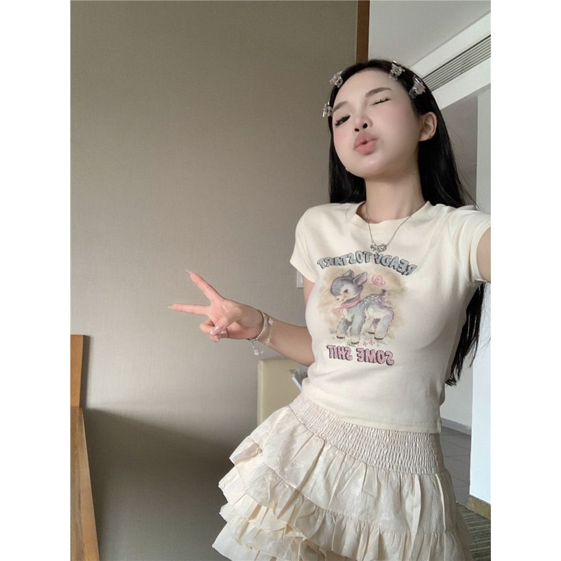 Áo Thun Tay Ngắn Hở Vai Dáng Ôm Phong Cách Mùa Hè Mới Cho Nữ