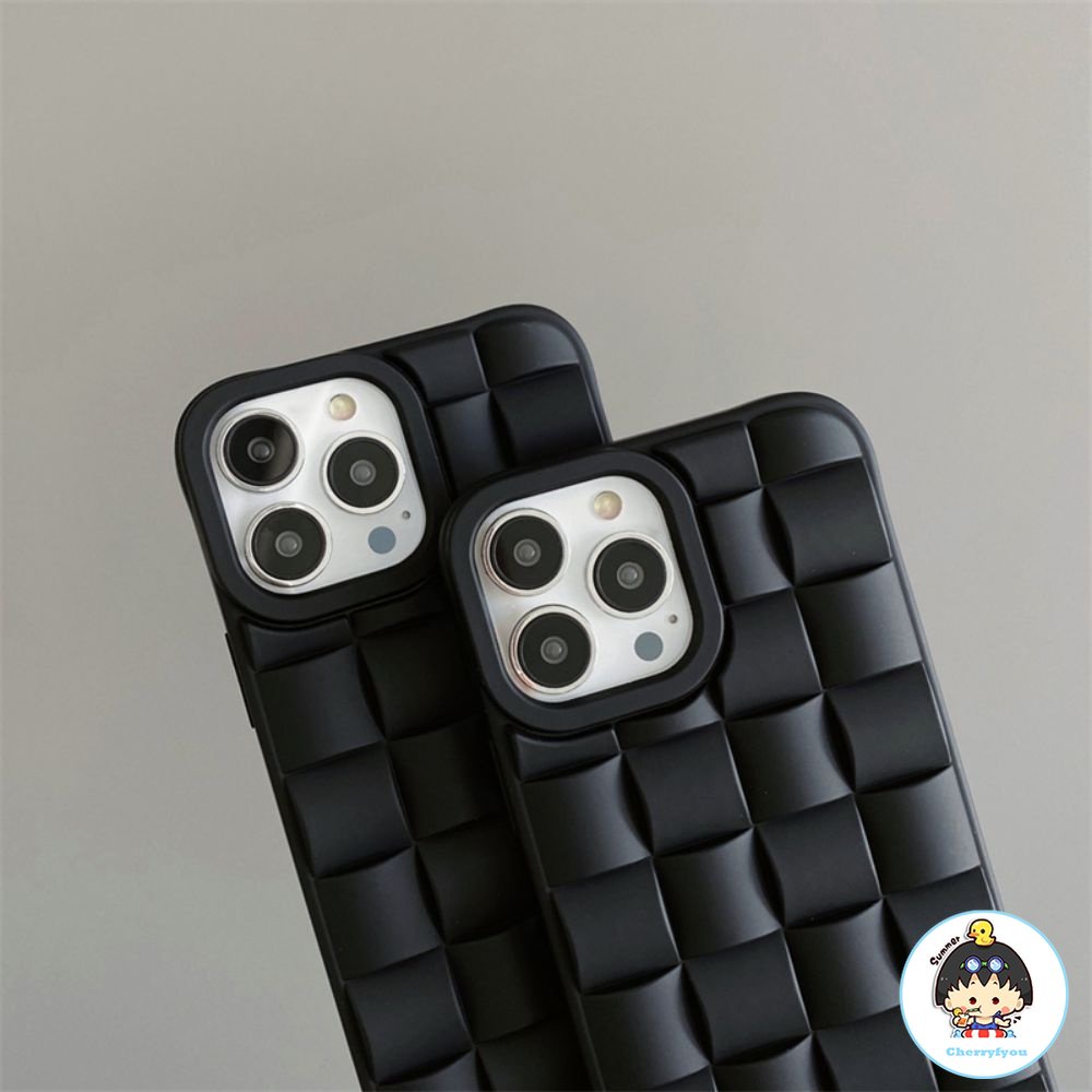 Ốp Điện Thoại TPU Mềm Họa Tiết Đan Chéo Màu Đen Sang Trọng Chống Rơi Cho IPhone 14 13 12 11 Pro Max X XR 8 7 Plus