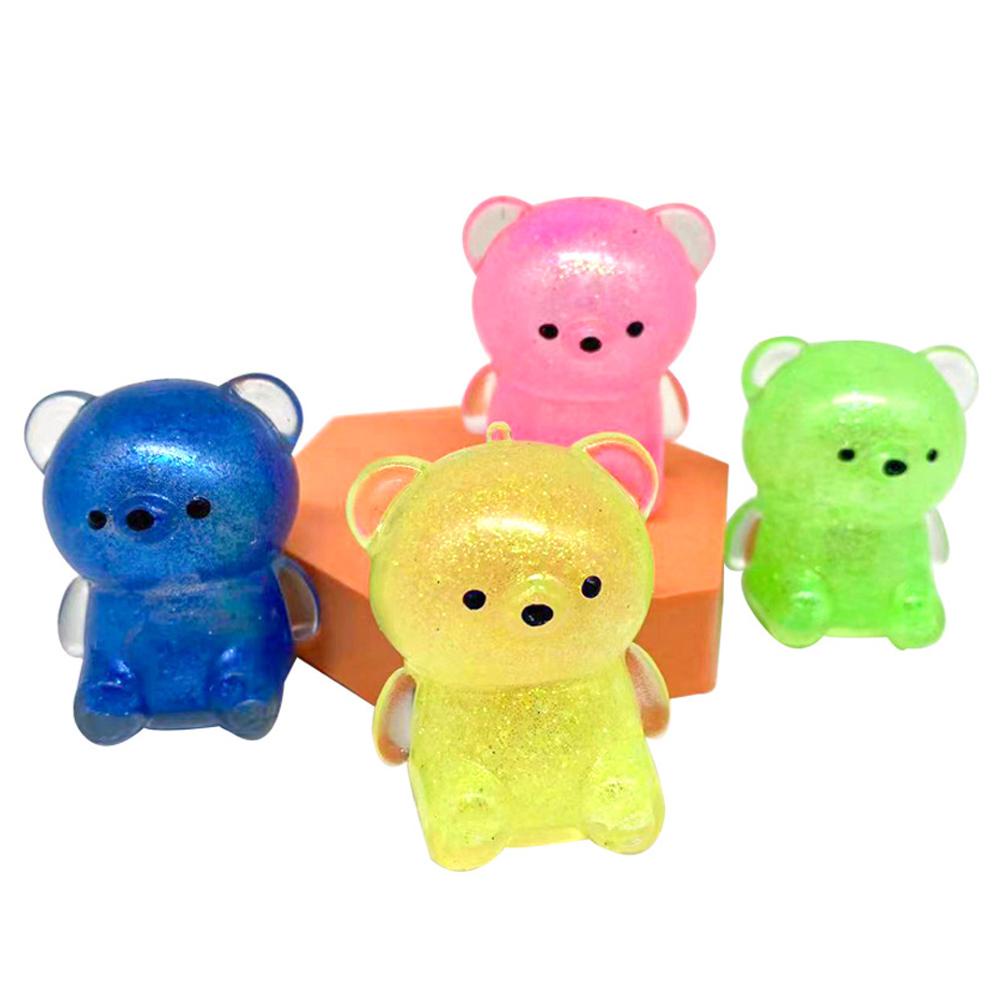 Đồ Chơi Bóp Nén Giảm Căng Thẳng Hình Chú Gấu Màu Vàng Hồng Dễ Thương M7X1