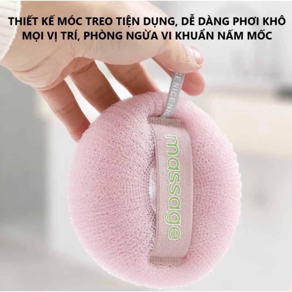 PVN60352 Bông tắm tạo bọt, bông tắm tẩy tế bào chết