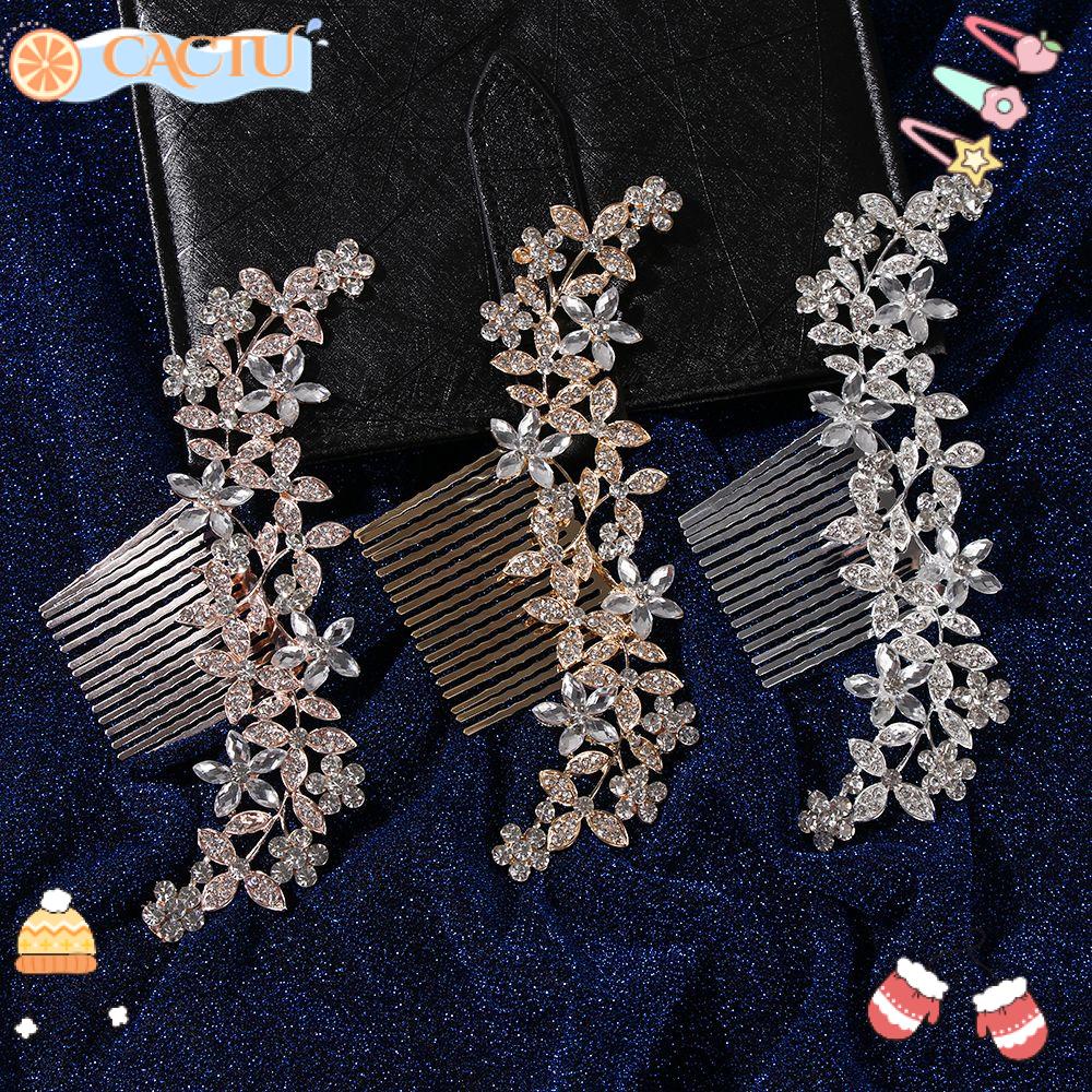 CACTU Lược Cài Tóc Đính Đá Lấp Lánh Cho Cô Dâu