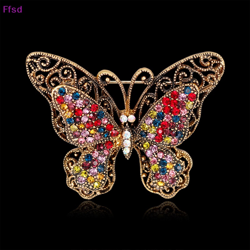 Ghim Cài Áo Lớn Hình Bướm Pha Lê Cho Tiệc Tùng * Bán Chạy {Ffsd}