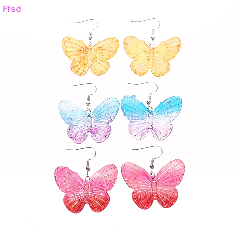 1 Đôi Bông Tai Acrylic Hình Bướm Nhiều Màu Thời Trang Dành Cho Nữ