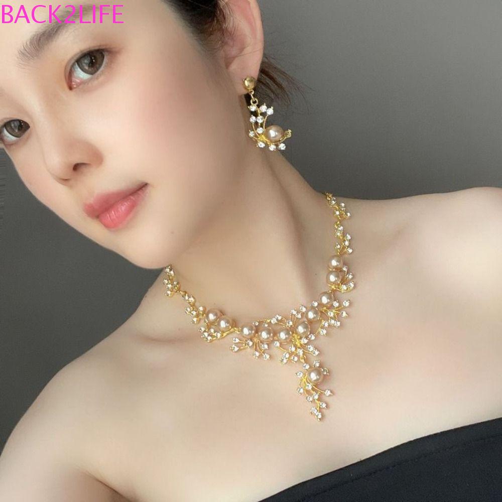 BACK2LIFE Bộ Trang Sức Hợp Kim Đính Đá Lấp Lánh Sang Trọng