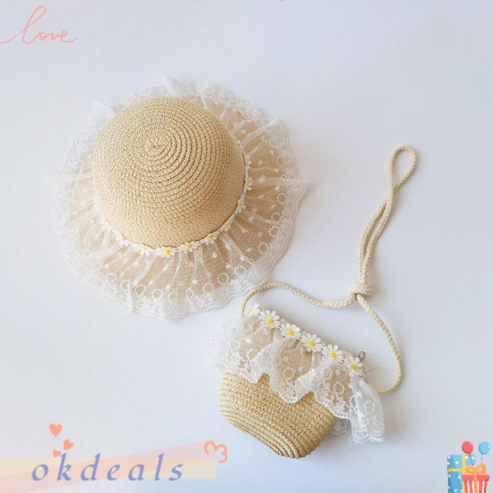 OKDEALS Mũ Cối Đi Biển Hoạ Tiết Hoa Hướng Dương Cho Bé 2-6 Tuổi