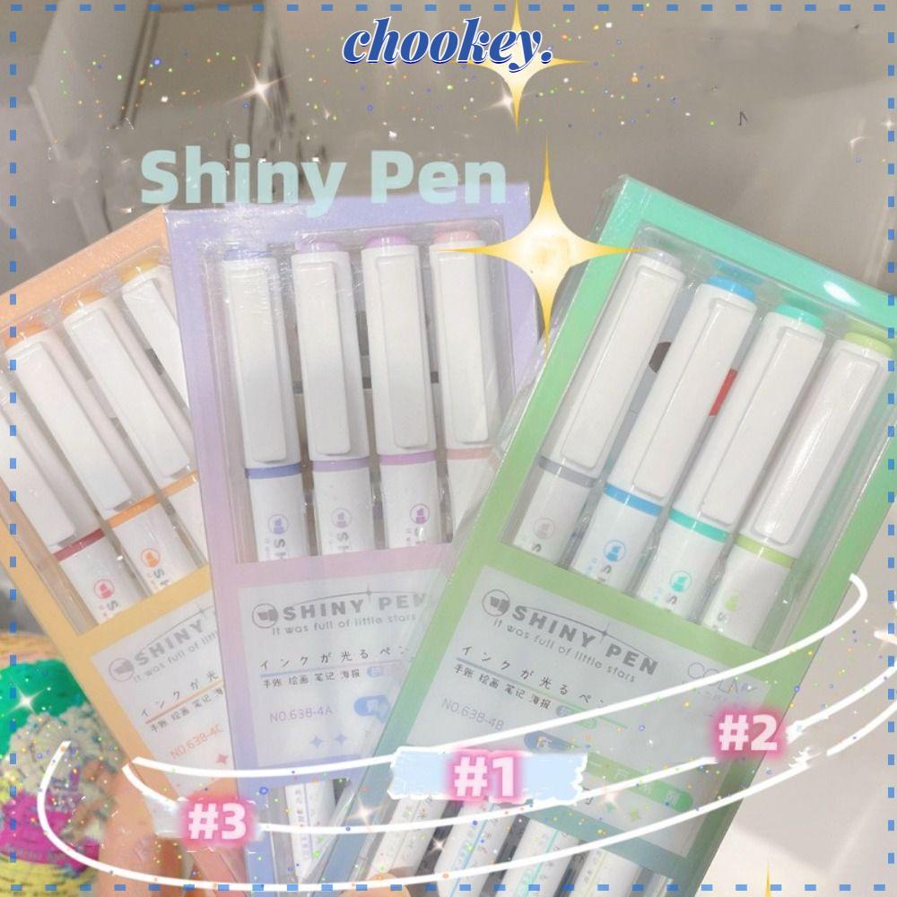 CHOOKEY Bộ 4 Bút Vẽ Trang Trí Màu Sắc Lấp Lánh