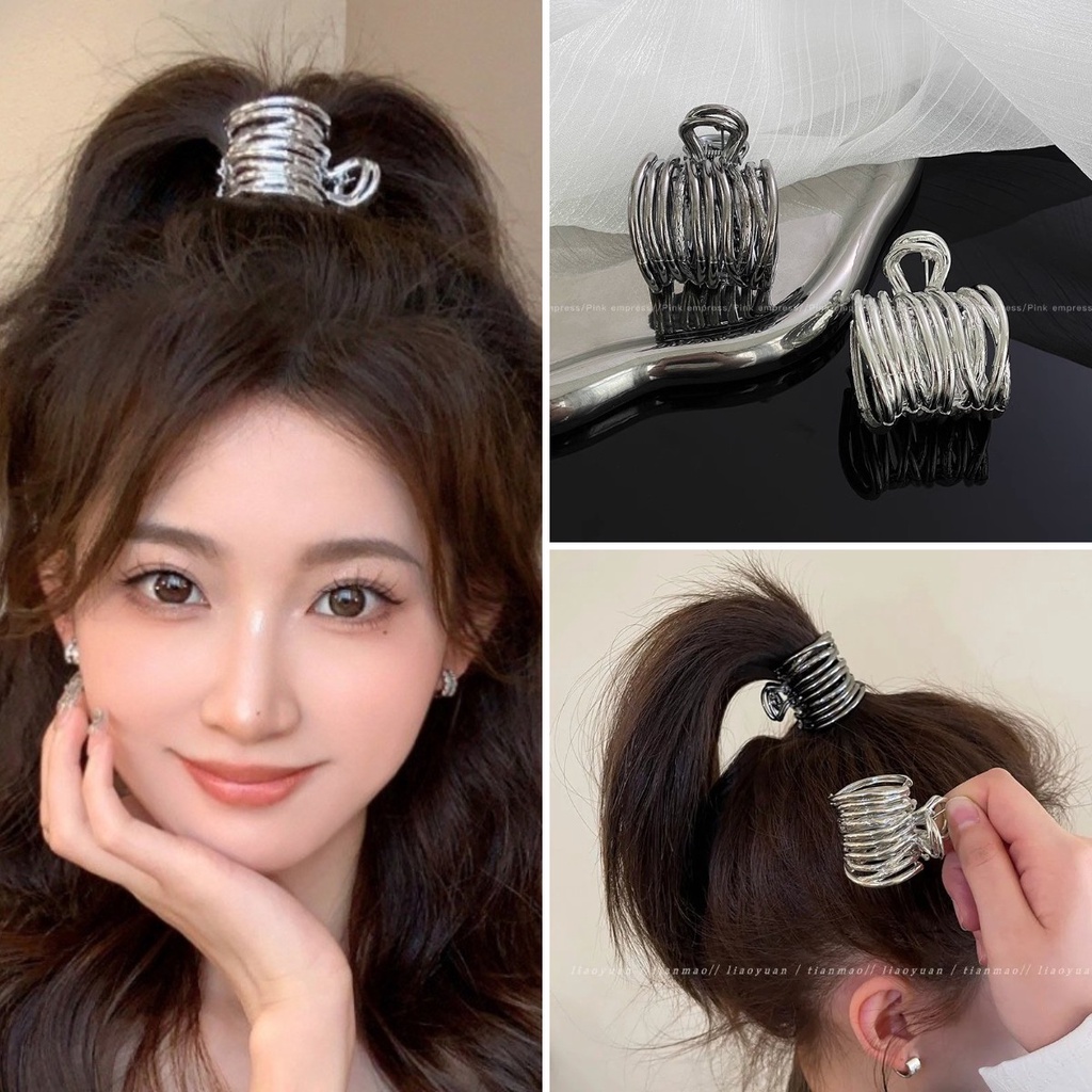 Kẹp Tóc Kim Loại Màu Bạc Thời Trang Hàn Quốc Chất Lượng Cao