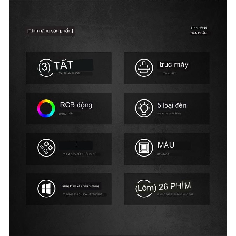 Bàn phím cơ  104 phím có đèn LED có dây năng động RGB blue switch văn phòng trò chơi chung bàn phím