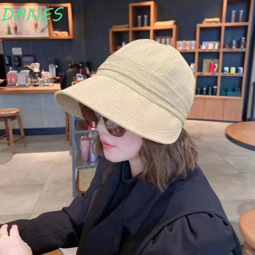 DANES Mũ Tai Bèo Cotton Chống Nắng Xếp Ly Điều Chỉnh Được Hợp Thời Trang Cho Nữ