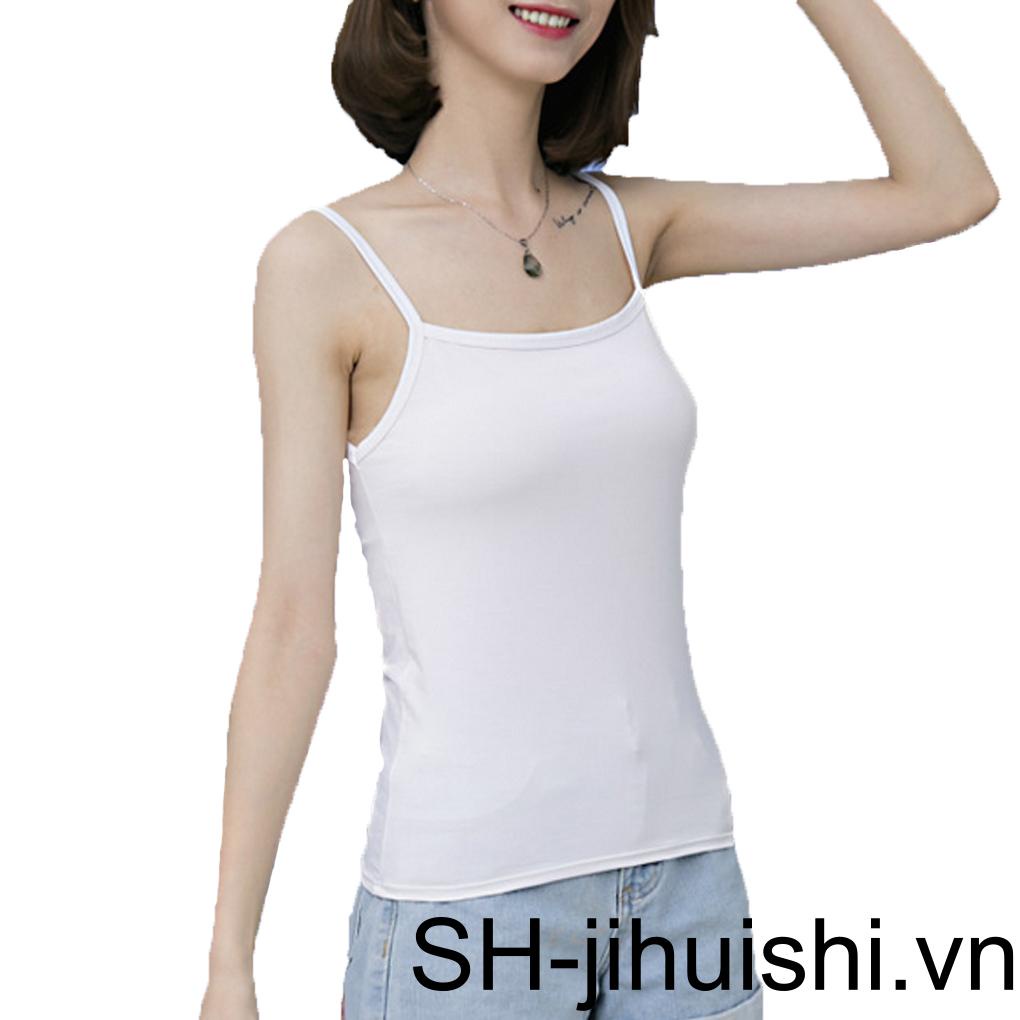 Áo Tank Top Hai Dây Không Đường May Chất Liệu Cotton Dáng Ôm Thời Trang Cho Nữ