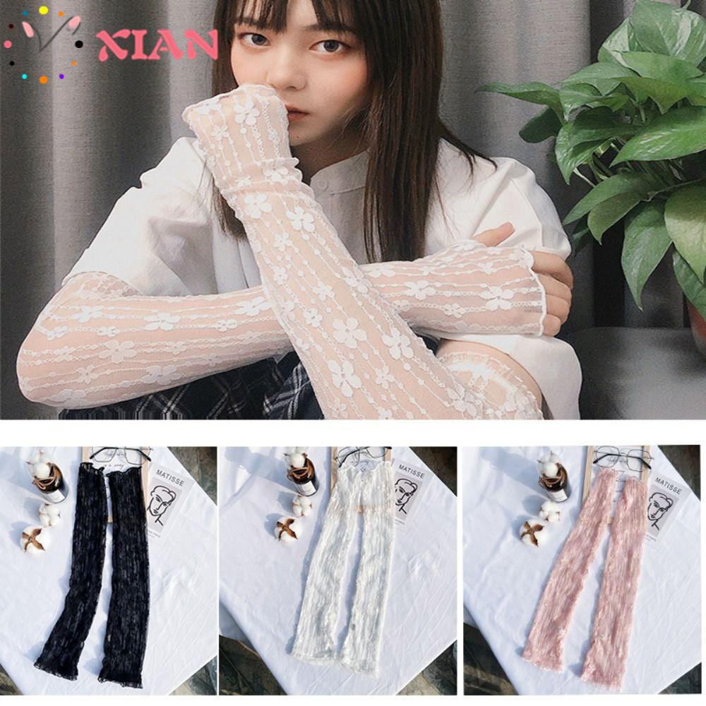XIANTIN Găng Tay Chống Nắng Siêu Mỏng Phối Ren Lưới Thời Trang Cho Nữ