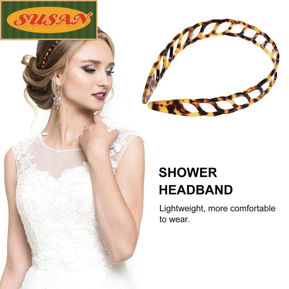 SUSANS Băng Đô Cài Tóc Bản To Chống Trượt Hình Rùa Acetate