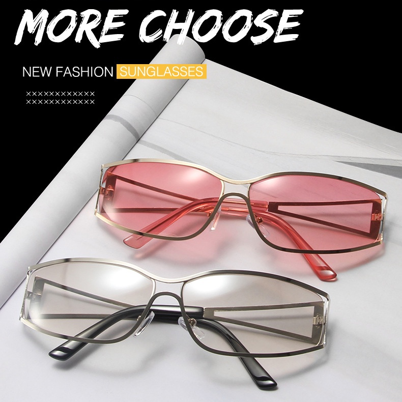 Kính Mát Gọng Vuông Kim Loại Thời Trang Cho Nam Nữ