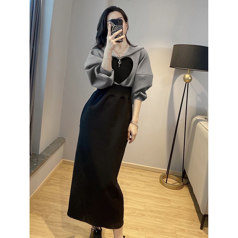 Đầm Dài Vừa Vặn Cổ Thủy Thủ Một Mảnh Màu Sắc Phù Hợp Với Mùa Xuân Thu Phong Cách Châu Âu Cho Nữ