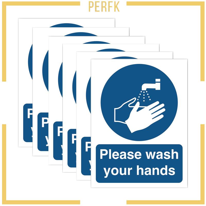 Bộ 6 Miếng Dán Biển Báo Rửa Tay Cho Nhà Vệ Sinh