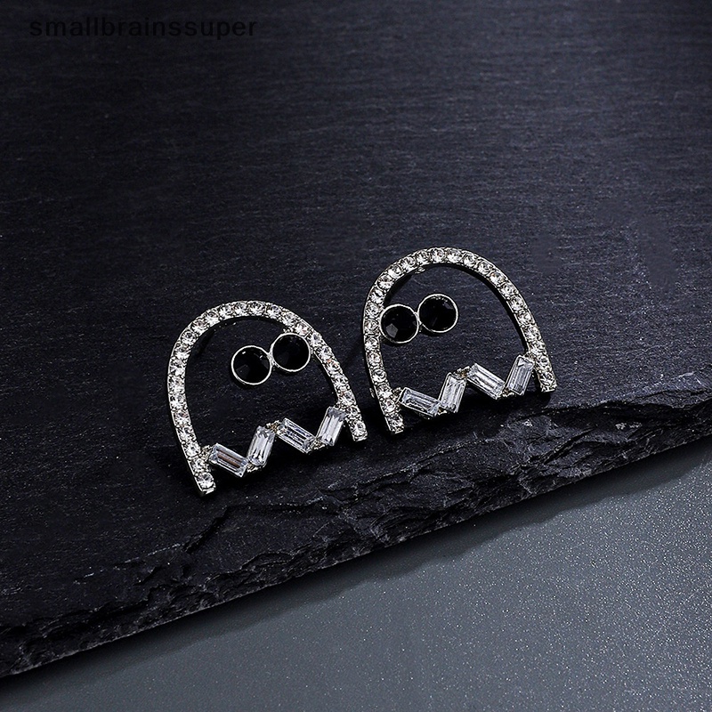 1 Đôi Bông Tai Hình Con Ma Màu Đen Đính Kim Cương Giả Dùng Hóa Trang Halloween Dành Cho Nữ SBS