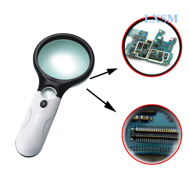 Kính Lúp Cầm Tay 3X 45X Kèm 3 Đèn LED Hỗ Trợ Đọc Sách Tiện Dụng