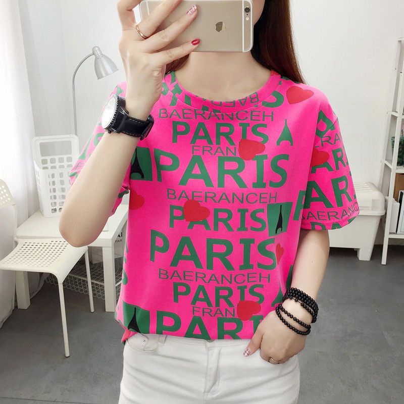 Áo Thun Tay Ngắn Cổ Tròn Dáng Rộng Họa Tiết Màu Nhuộm Thời Trang Mùa Hè