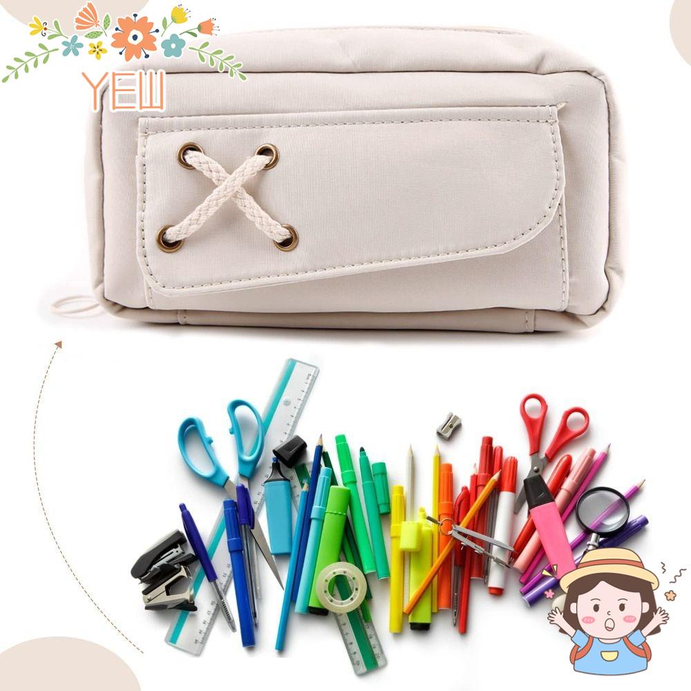 YEW Túi Đựng Bút Bằng Vải Canvas Phối Khóa Kéo Tiện Dụng Ốp