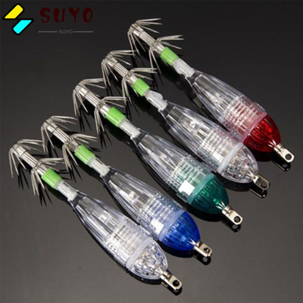 SUYO Mồi Câu Cá Giả Hình Con Mực Có Đèn LED Chất Lượng Cao
