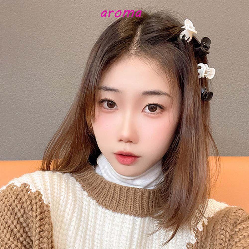 AROMA Set 12 / 6 / 10 Kẹp Tóc Nơ Màu Trơn Thời Trang Hàn Quốc Cho Bé Gái