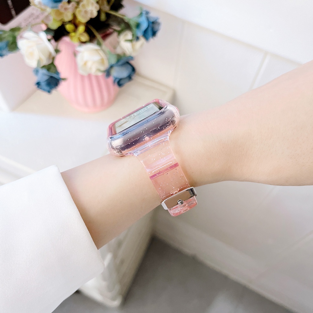 Dây Đeo Thay Thế Bằng TPU Trong Suốt Lấp Lánh Cho Apple Watch
