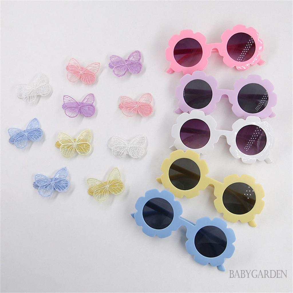 / / Bộ Kẹp Tóc Kính Mát Hình Bướm / Hoa Hướng Dương Hoạt Hình Cho Bé Gái Dự Tiệc