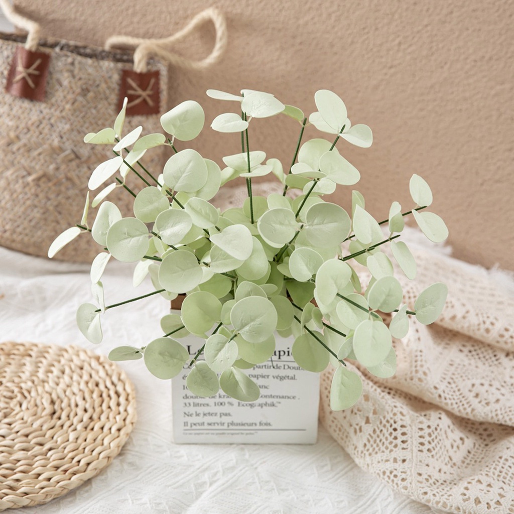 Nhánh Lá Bạch Đàn Nhân Tạo Màu Trắng / Xanh Lá Lâu Trôi Độc Đáo Trang Trí Nhà Cửa / Tiệc Cưới