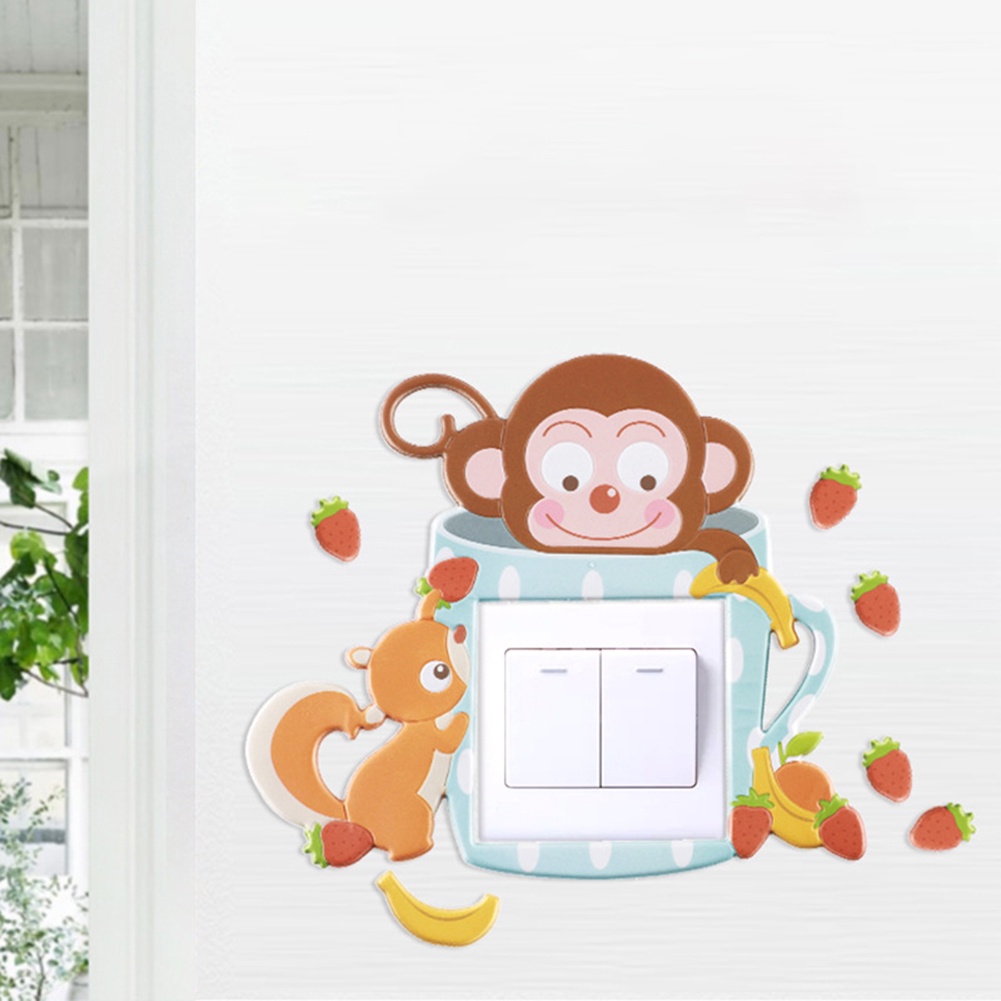 Miếng Dán Trang Trí Công Tắc Đèn Hình Khỉ Hoạt Hình Đáng Yêu