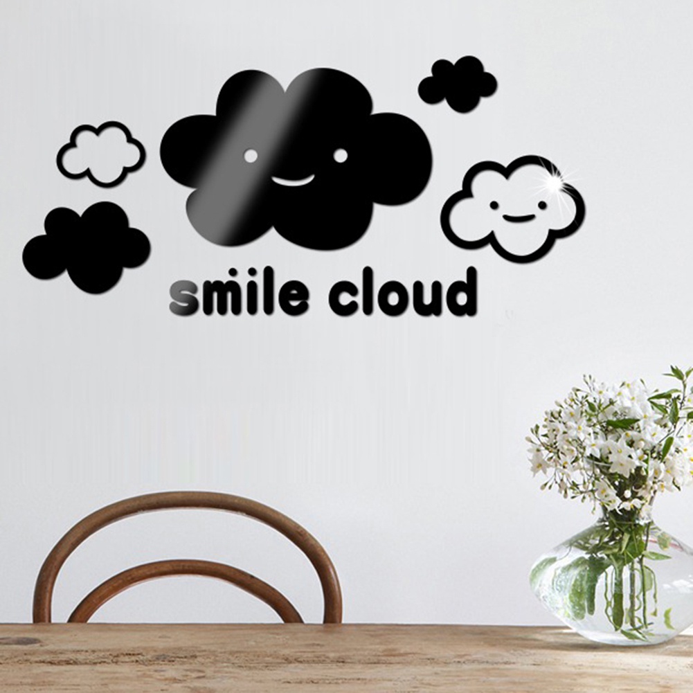 Gương Dán Tường Hình Đám Mây Cười 3D Trang Trí Nhà Cửa