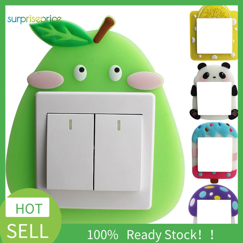 Miếng Dán Công Tắc Điện Bằng Silicon Mềm Họa Tiết Hoạt Hình Màu Dạ Quang Trang Trí Phòng Ngủ