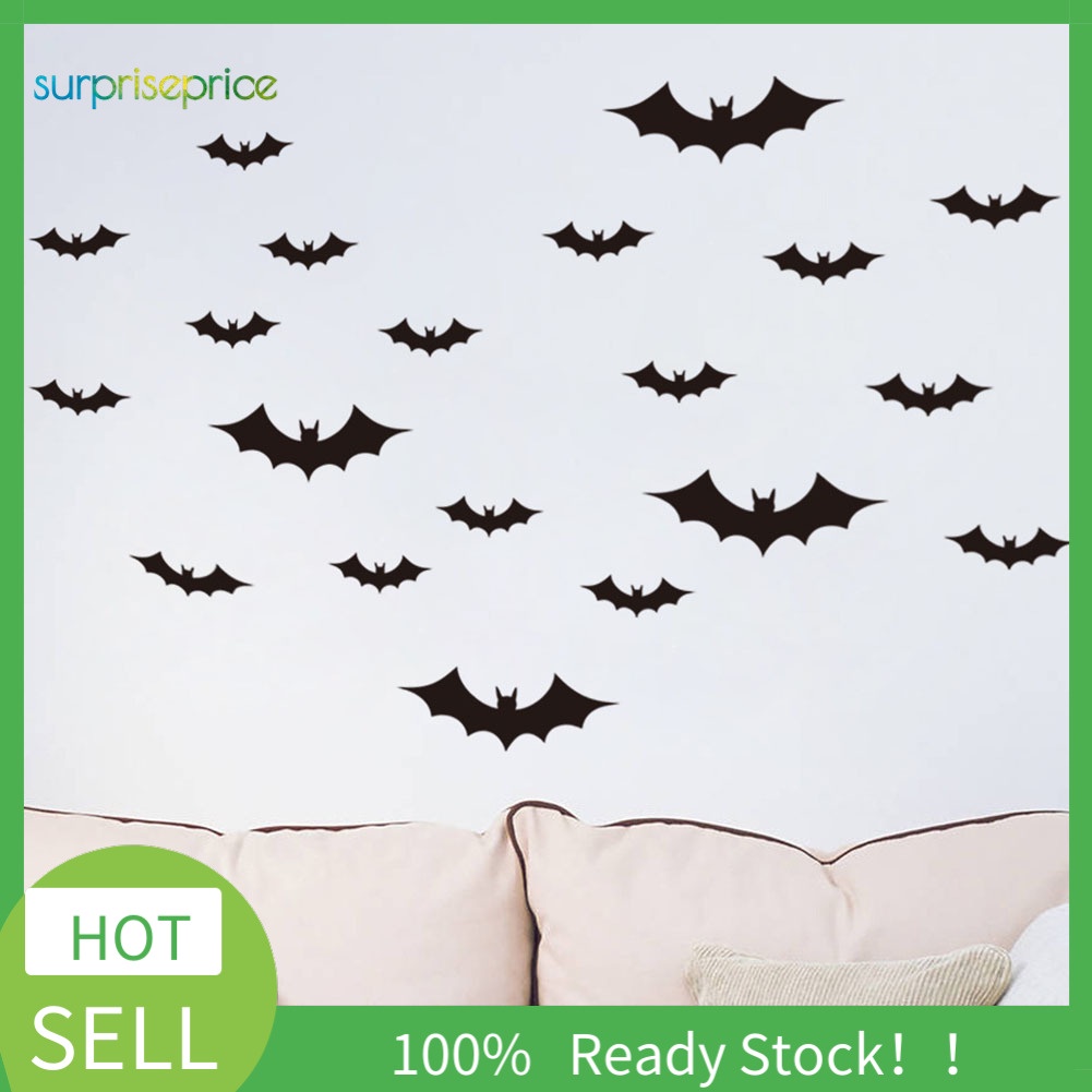 Set 20 Miếng Dán Tường Chống Nước Hình Dơi Trang Trí Halloween