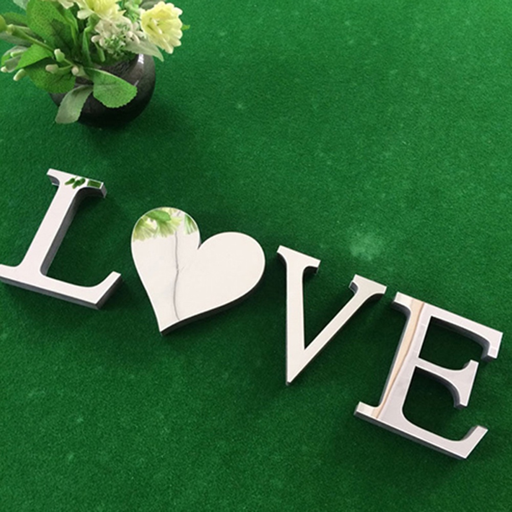 Miếng Dán Tường Tráng Gương Họa Tiết Chữ Cái Tiếng Anh Độc Đáo Thời Trang DIY