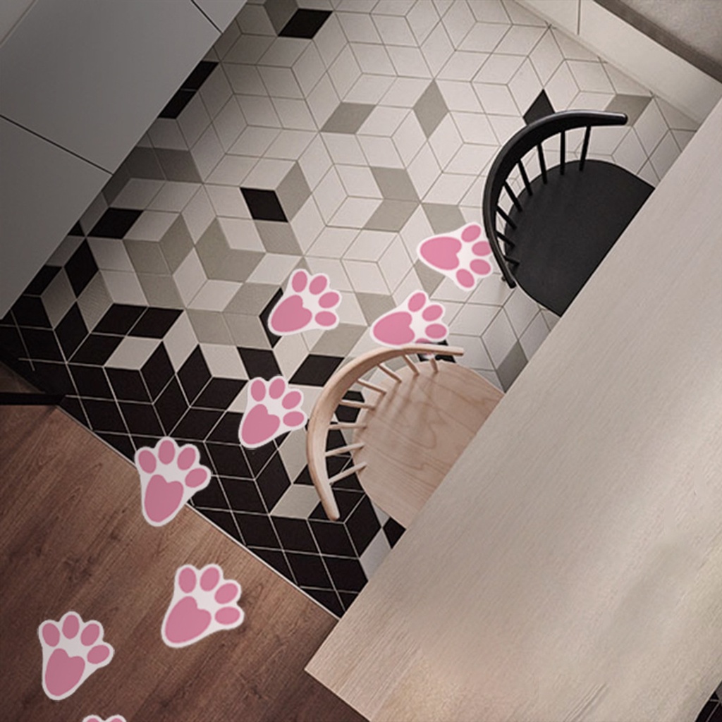 Set 6 Miếng Dán Tường / Sàn Nhà Hình Dấu Chân Thỏ Phục Sinh Độc Đáo Trang Trí Nhà Cửa