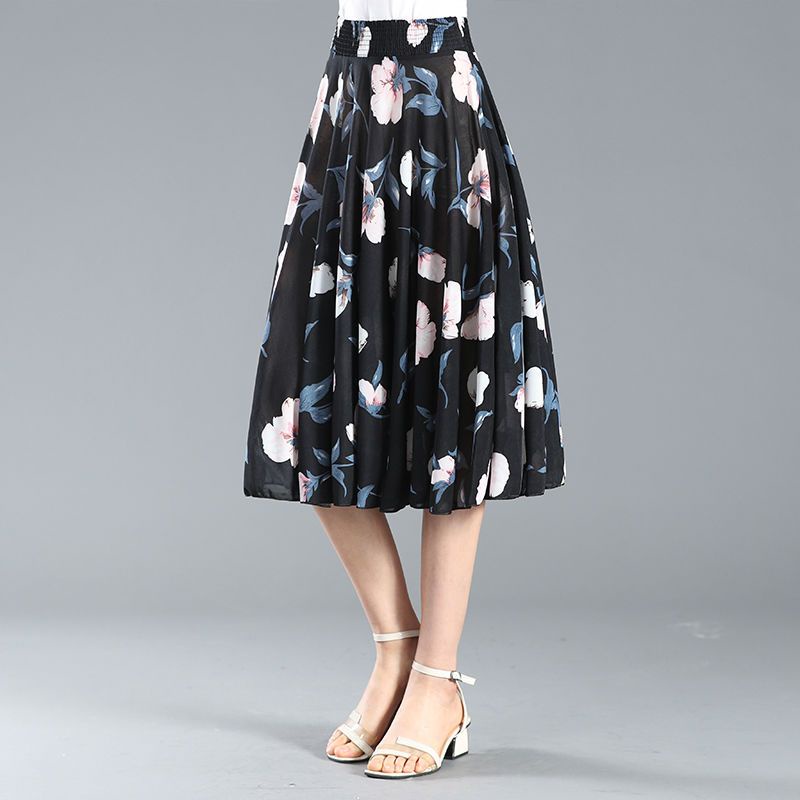 Chân Váy Chữ A Lưng Thun Co Giãn Thời Trang Mùa Hè Mới 2023 Cho Nữ Trung Niên