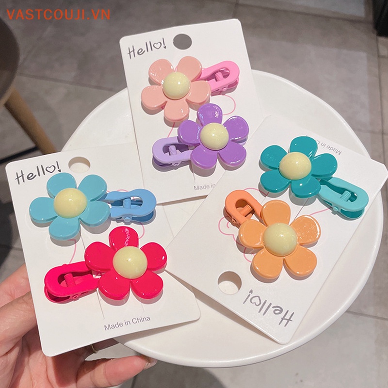 Set 2 Kẹp Tóc Hình Hoa Nhiều Màu Sắc Thời Trang Cho Nữ