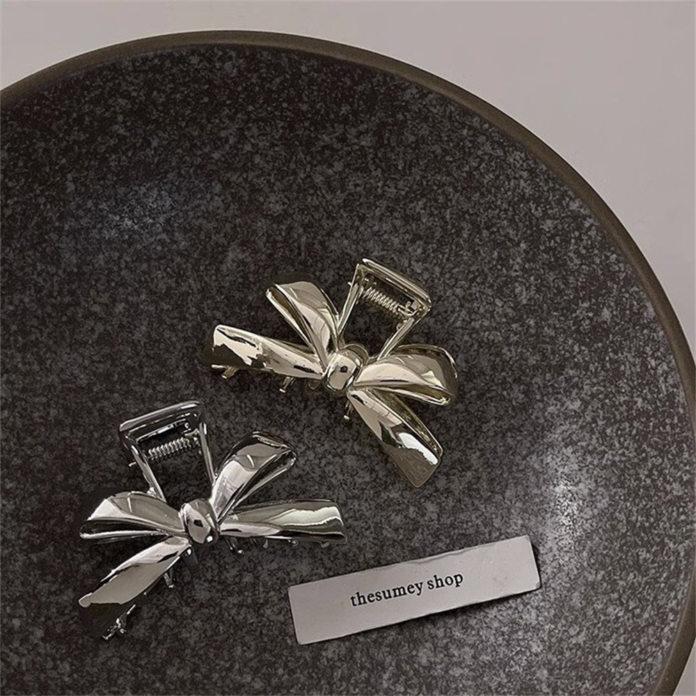 Kẹp Tóc Nơ Bằng Kim Loại Nhỏ Đơn Giản Chất Lượng Cao Cho Nữ