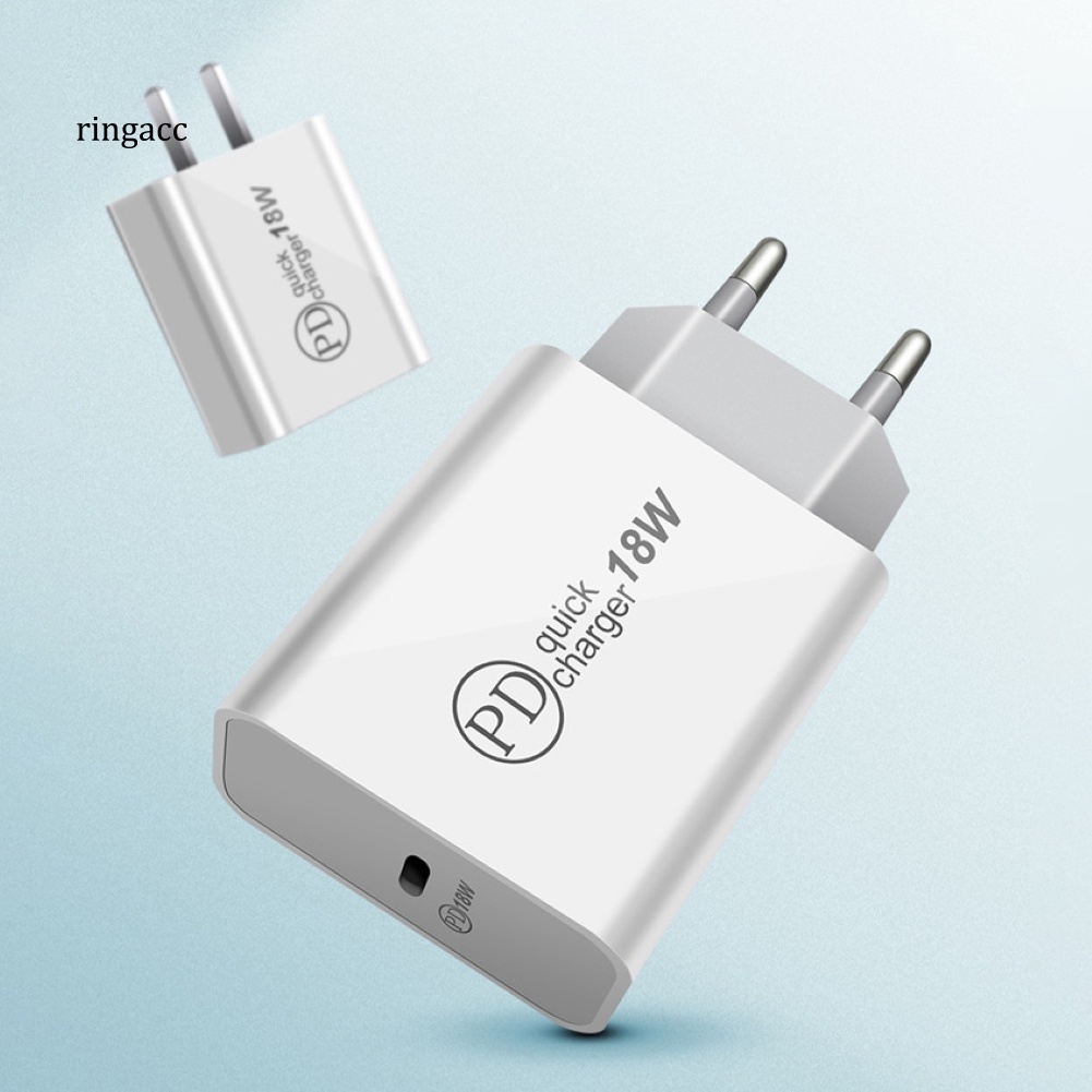 Cốc Sạc Nhanh Type-c 18W Phích Cắm EU / US Cho Điện Thoại