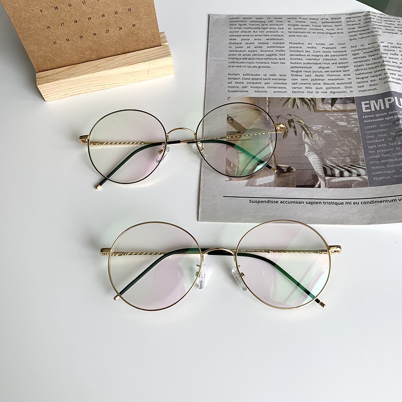VIENDO Kính Chống Tia UV400 Tròng Tròn Bằng Kim Loại Phong Cách Cổ Điển Thời Trang kính đổi màu khi ra nắng Cho Nam Và Nữ(có thể cắt cận thị ống kính)