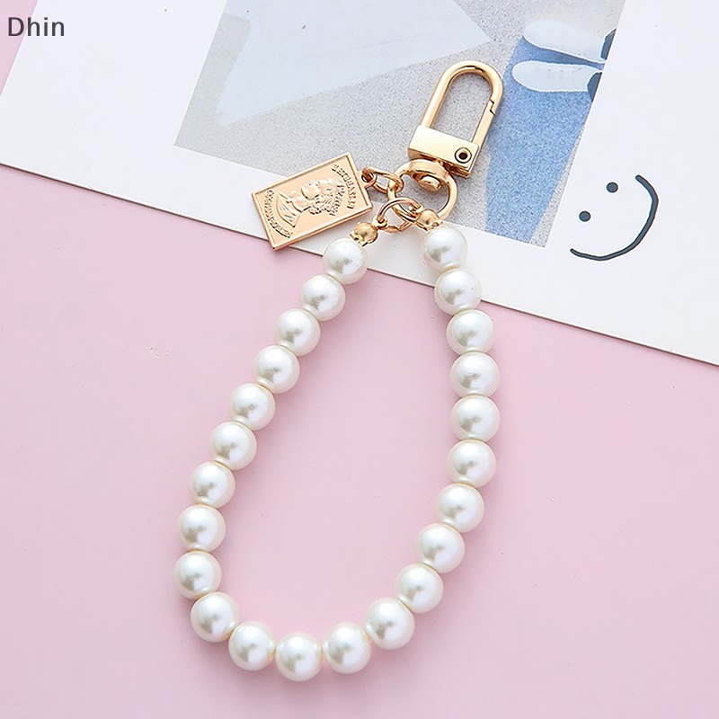 Móc Khóa Điện Thoại / Chìa Khóa Bằng Hợp Kim Hình Chữ Cái Đính Ngọc Trai Dễ Thương