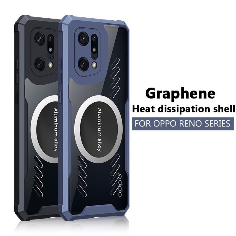 Ốp tản nhiệt Graphene cho OPPO Reno 5 5K 6 7 8 9 10 Pro Plus Vỏ chống rơi từ tính gắn trên ô tô trong suốt